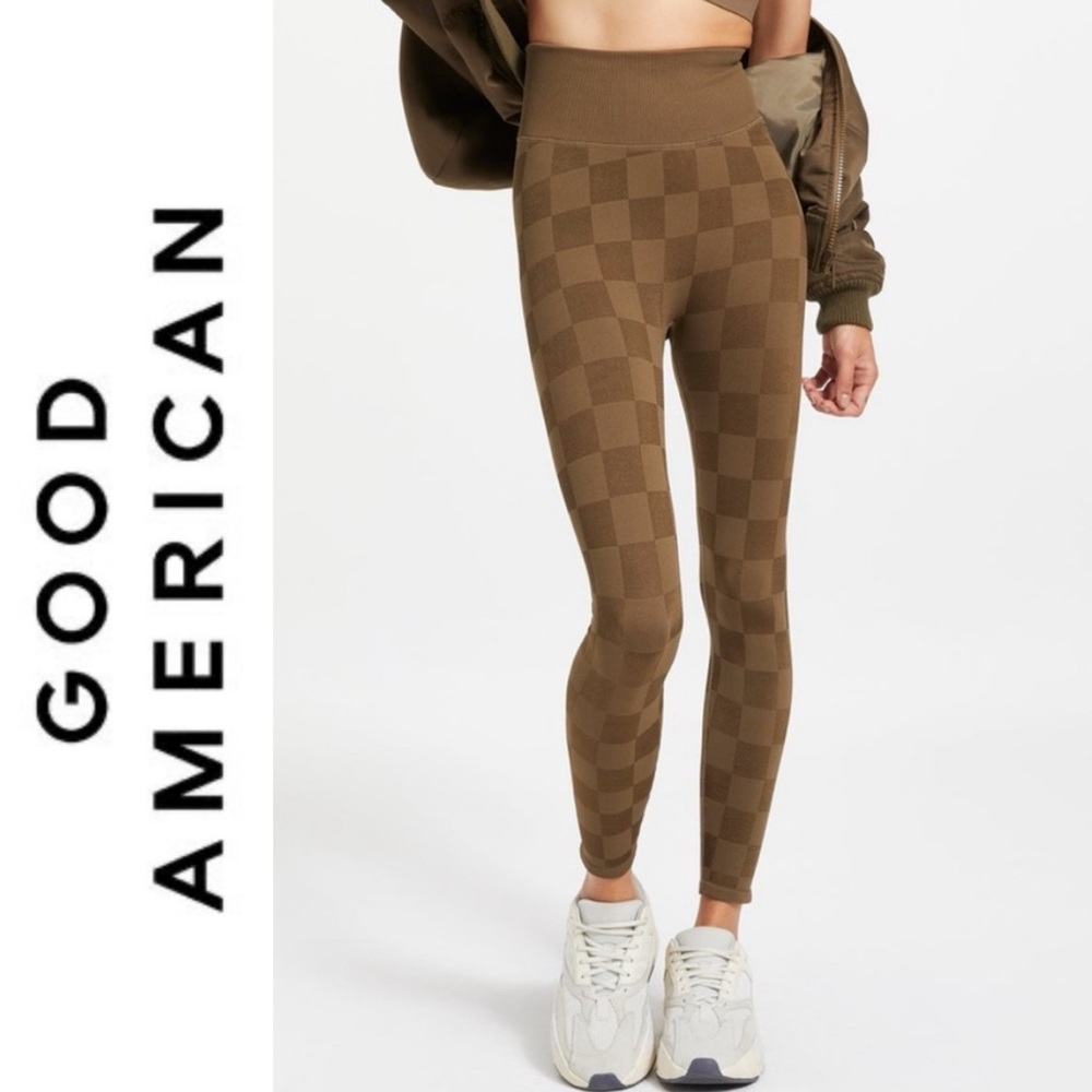 The Good American Shine Jacquard leggings NWOT Size 3/4